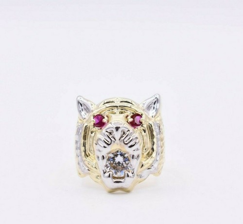 Homme tigre lion tête bague - tigre,