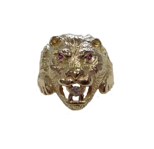 Bague tête lion avec - lion,