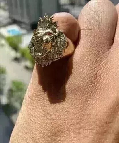 Bague rose tête lion heavy - bague,