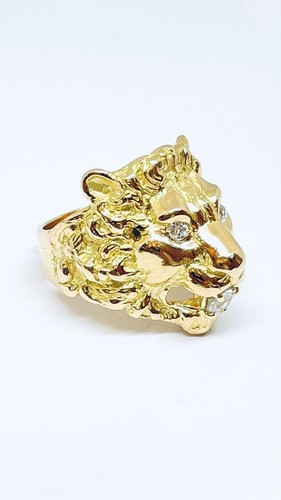 Bague tête lion - tête, jaune