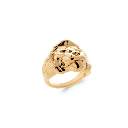 Bague tête lion plaqué or - bague,
